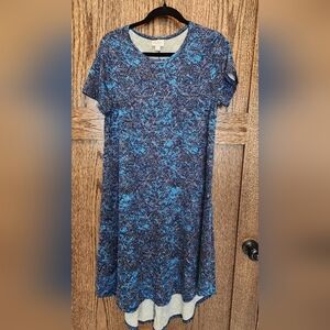 LuLaRoe Blue Geometric Print Carly T-Shirt Dress